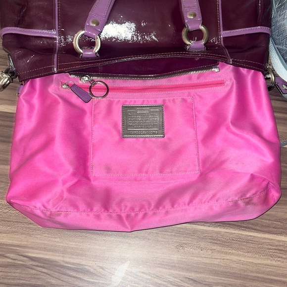 Coach poppy patent leather purple glam tote with crossbody strap - Picture 10 of 16